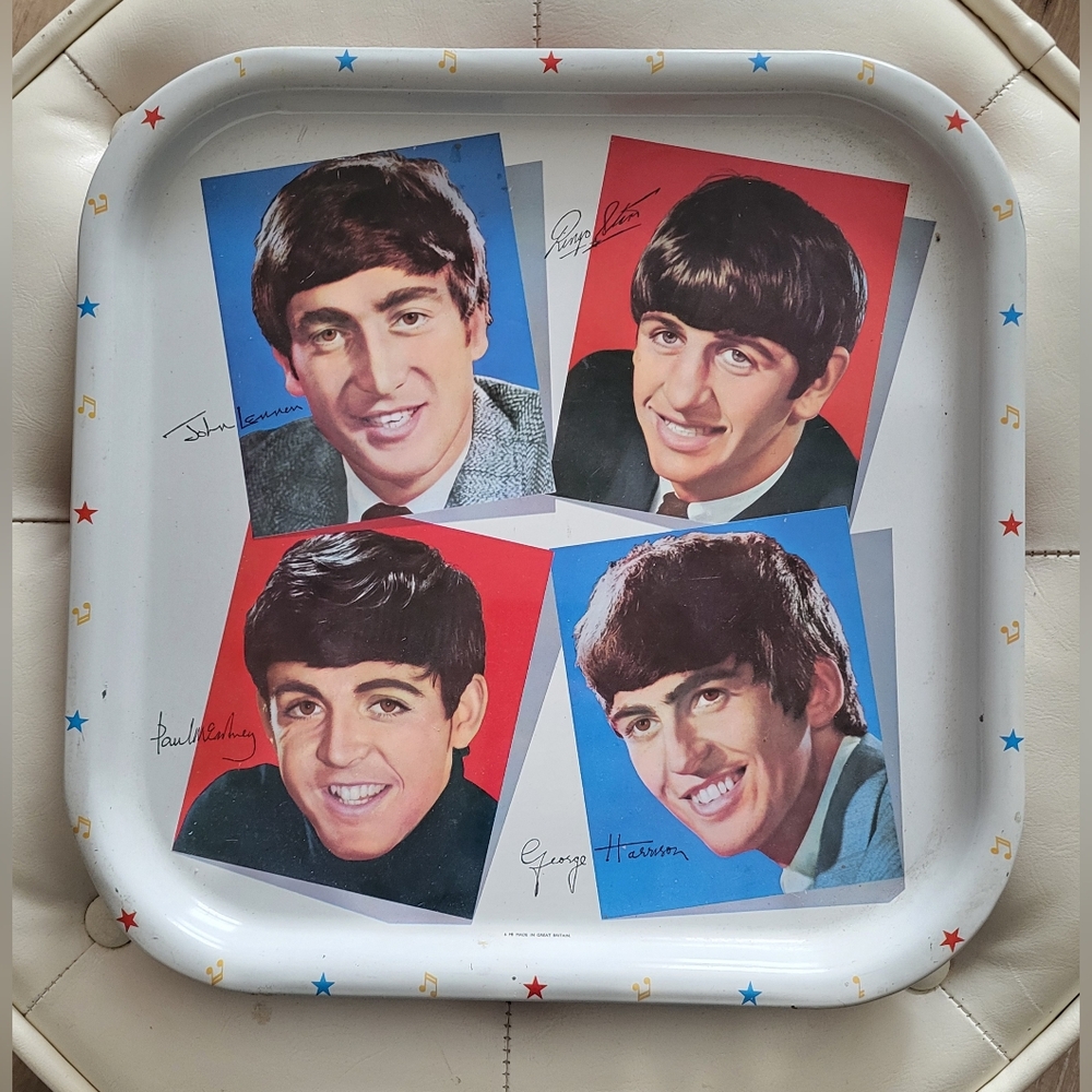 Vintage 1964 Beatles Worcester Ware Metal Tray - Original Label - - Picture 1 of 7